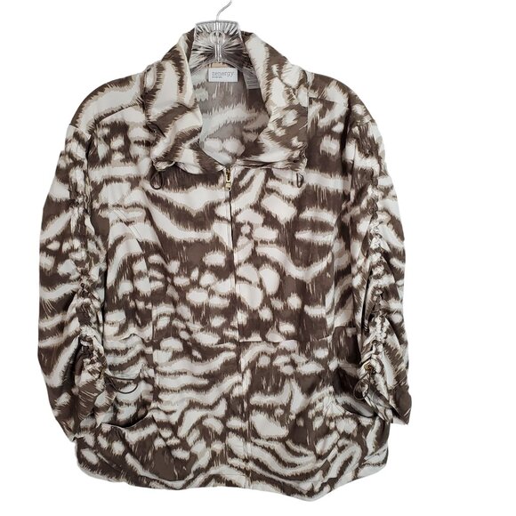 Chico's Jackets & Blazers - Zenergy 3 Size XL Jacket Lightweight Animal Print Zip Front 3/4 Sleeve Pockets